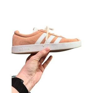 Adidas VL Court 2.0 ortholite float Peach Pink Suede Low Top Sneakers Womens 9